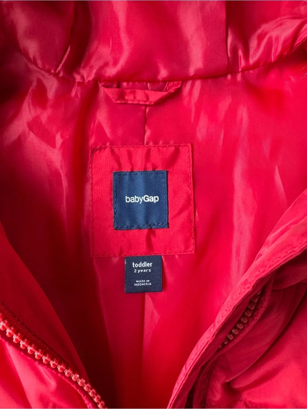 Baby Gap Toddler 2 Years Red Puffer Coat Jacket Faux Fur Hood ❤️